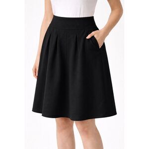 Banana Republic Black Wool Pleated Skirt 4 Career Classic Knee Length Pockets